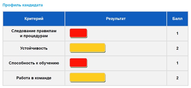 Профиль кандидата образец